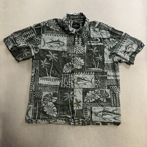 Quiksilver Waterman Collection Shirt Men's XL Green Ohana Bay Button Up Maui